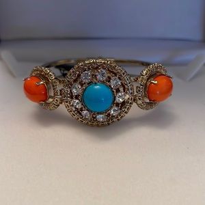 R.J. Graziano turquoise and coral statement bracelet